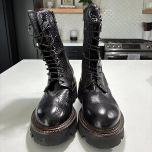 Sam Edelman black leather platform combat boots